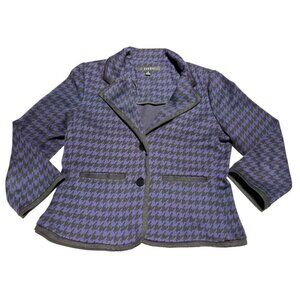 Sandro Studio Blue/Black Houndstooth Blazer Size Medium